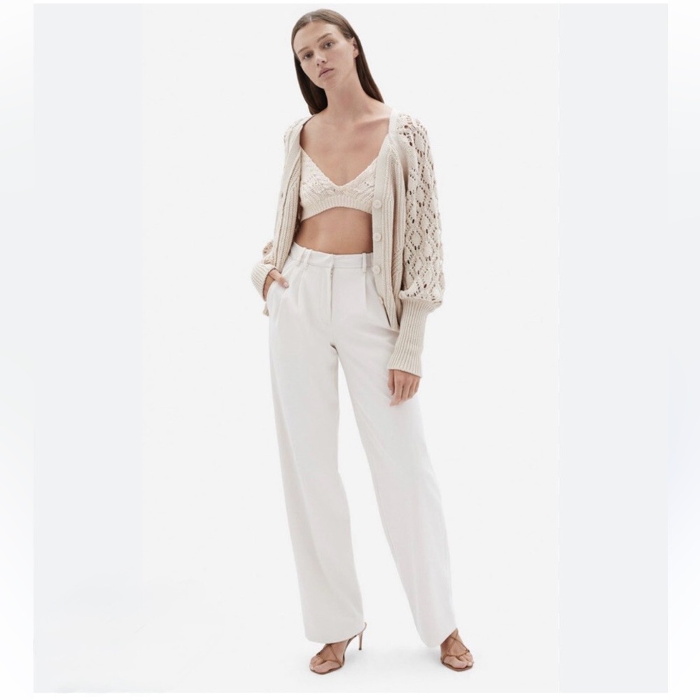 Jonathan Simkhai Adeline ribbed cardigan and bralette in egret NWT